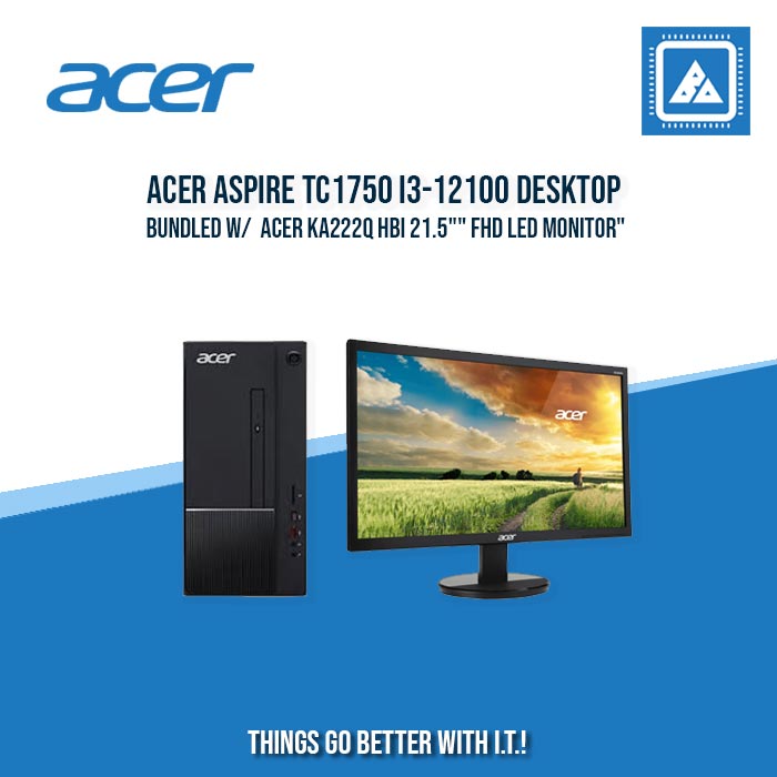 ACER ASPIRE TC1750 I3-12100 DESKTOP BUNDLED W/  ACER KA222Q HBI 21.5 ACER ASPIRE TC1750 I3-12100 DESKTOP BUNDLED W/  ACER KA222Q HBI 21.5